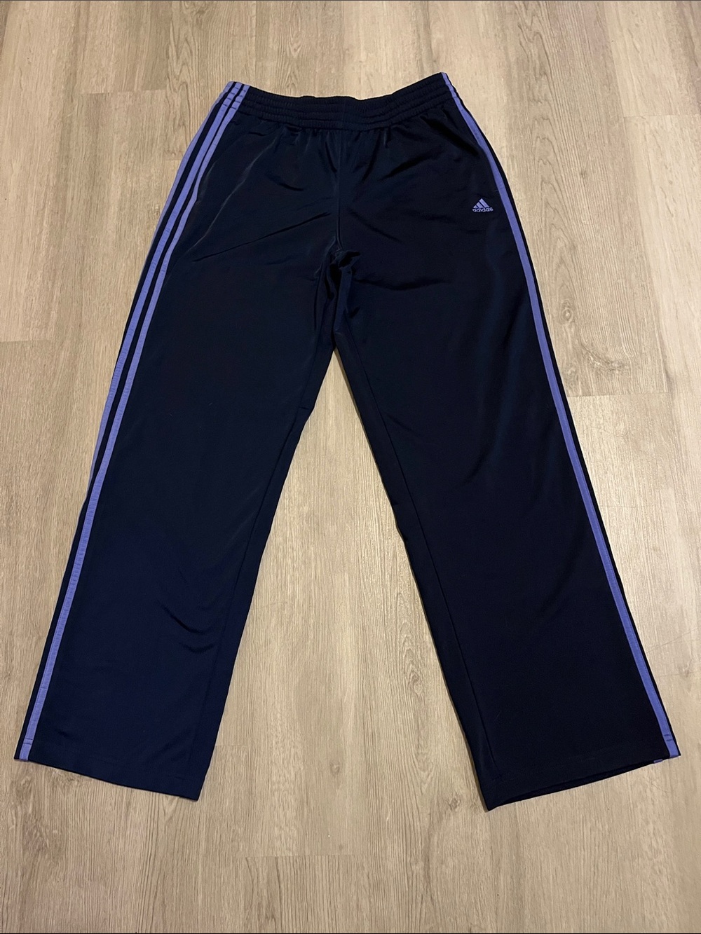 adidas Men Navy Track Pants with Lavender Side Stripes